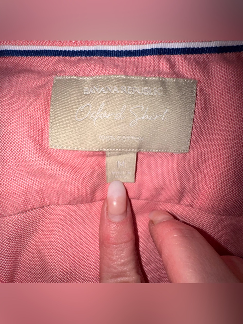 Banana Republic Women’s Cotton Oxford Shirt Long Sleeve Button Up Pink Size M - Picture 9 of 13